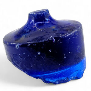 Cobalt Blue Art Glass Cullet Natural Pontil Break Off Glowing Manganese #4GX33‎